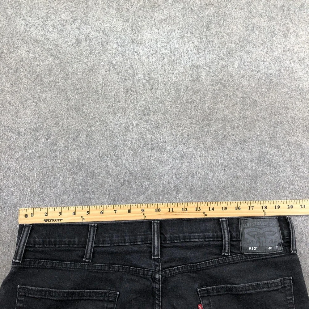 Levis 512 Jeans Mens 40x32 Black Charcoal Wash Slim Tapered Denim Pants Casual